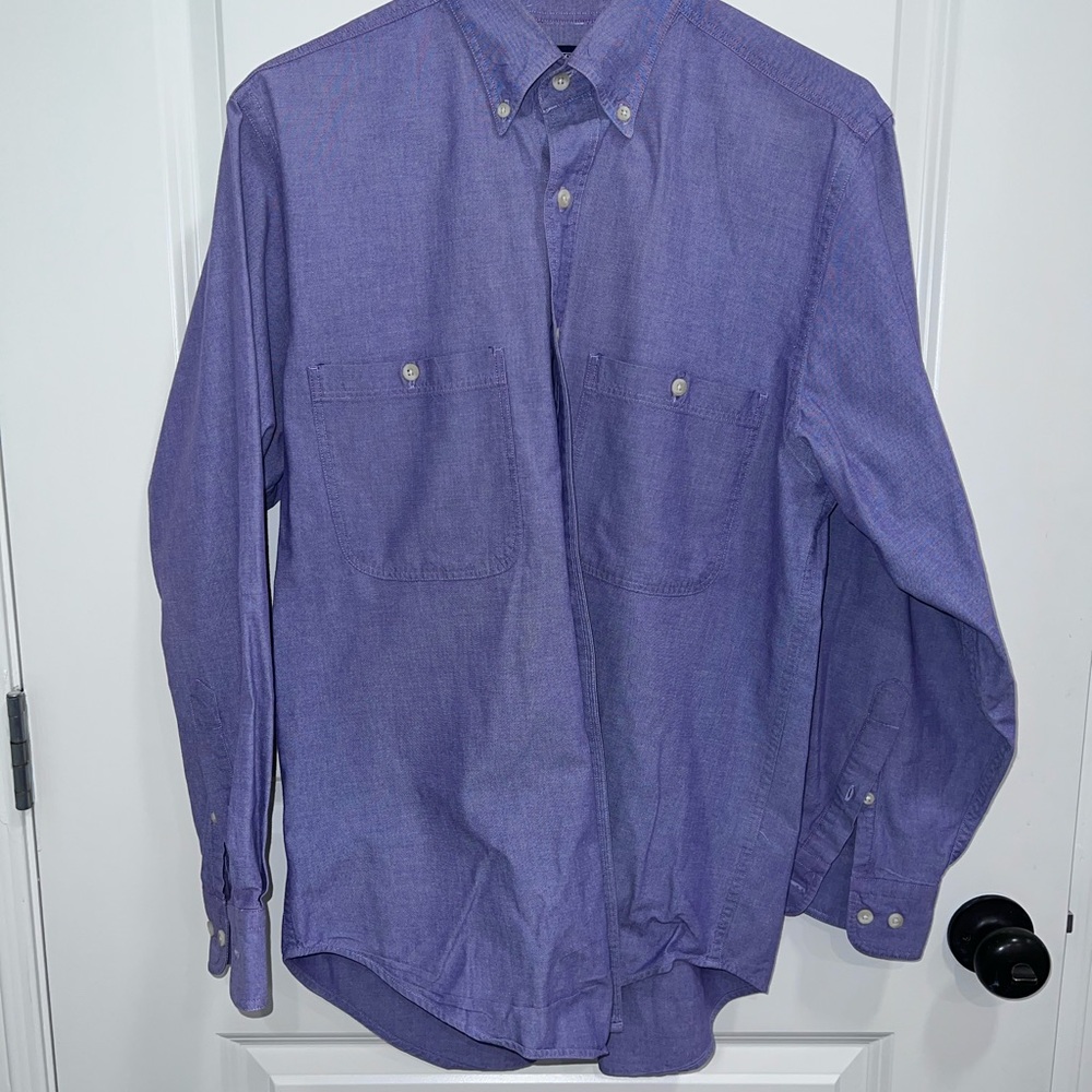 Lands' End Men's Casual Purple Button-Down Shirt